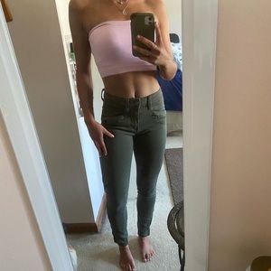 PAIGE high-waisted army green jeans